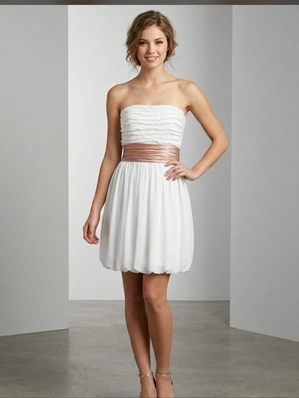 Studio Y Vintage Strapless Mini Formal Dress L Prom Ethereal Whimsical drs21